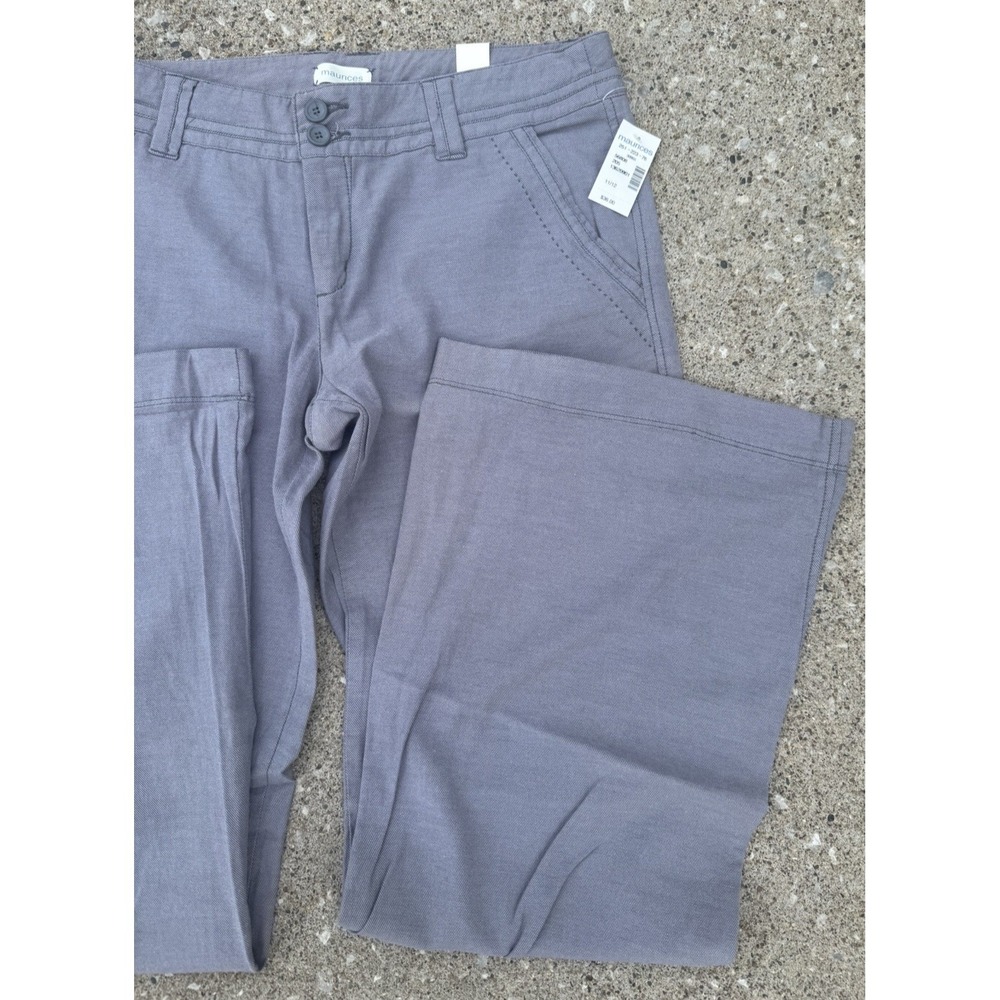 Y2K Maurices Women's Grey Dress Pant Trousers Flare Leg Polished SZ 11/ 12 NWT - Picture 3 of 16